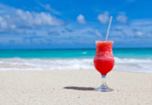 Frozen drink on the sand